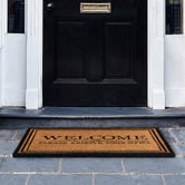 Wicka Black Oxford Welcome Shoes Coir Doormat