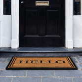 Wicka Black Oxford Hello Coir Doormat