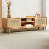 Modern Collective 150cm Tyreece Oak Wood &amp; Rattan TV Unit