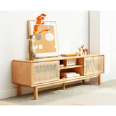 Modern Collective 150cm Tyreece Oak Wood &amp; Rattan TV Unit