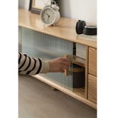 Modern Collective 150cm Preston Oak Wood &amp; Glass TV Unit