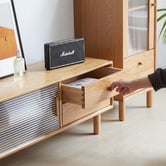 Modern Collective 150cm Preston Oak Wood &amp; Glass TV Unit