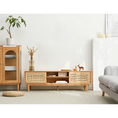 Modern Collective 150cm Tyreece Oak Wood &amp; Rattan TV Unit