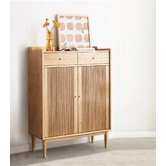 Modern Collective Baros 2 Door Oak Wood Shoe Cabinet