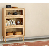 Modern Collective Baros 3 Shelf Oak Wood Display Cabinet