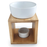Buckley &amp; Phillips Aromatics Square Ceramic &amp; Bamboo Oil Burner