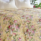 Artisan &amp; Co Yellow English Rose Cotton Reversible Coverlet