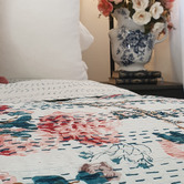 Artisan &amp; Co Peony Kantha Cotton King Bedspread