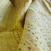 Artisan &amp; Co Mustard Peony Kantha Cotton King Bedspread