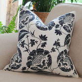 Artisan &amp; Co Navy &amp; White Bloom Cotton Cushion Cover