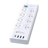 Everlit Sansai 8 Socket Power Board with USB-A &amp; USB-C Outlets