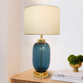 Everlit Priscille Blue Glass Table Lamp