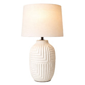 Everlit Pomona White Ceramic &amp; Linen Table Lamp