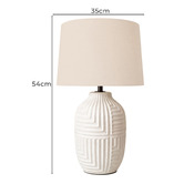 Everlit Pomona White Ceramic &amp; Linen Table Lamp