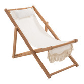 Business and Pleasure Co Premium Sling Teak Wood Outdoor Chair