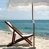 Business and Pleasure Co Premium Sling Teak Wood Outdoor Chair