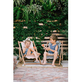 Business and Pleasure Co Mini Sling Laurens Stripe Teak Wood Outdoor Chair