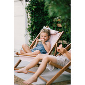 Business and Pleasure Co Mini Sling Laurens Stripe Teak Wood Outdoor Chair