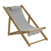 Business and Pleasure Co Mini Sling Laurens Stripe Teak Wood Outdoor Chair