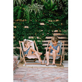 Business and Pleasure Co Mini Sling Laurens Stripe Teak Wood Outdoor Chair