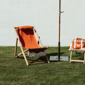 Business and Pleasure Co Premium Sling Teak Wood Outdoor Chair