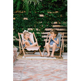 Business and Pleasure Co Mini Sling Laurens Stripe Teak Wood Outdoor Chair