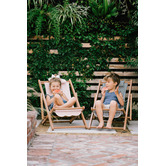 Business and Pleasure Co Mini Sling Laurens Stripe Teak Wood Outdoor Chair