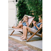 Business and Pleasure Co Mini Sling Laurens Stripe Teak Wood Outdoor Chair