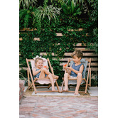 Business and Pleasure Co Mini Sling Laurens Stripe Teak Wood Outdoor Chair