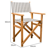 Business and Pleasure Co Monaco Stripe Teak Wood Outdoor Director&#039;s Chair