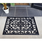 Ruglife Wrought Iron Fleur De Lis Rubber Doormat