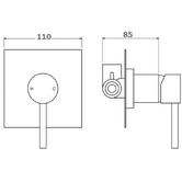 Sinclair Bathware Rund Square Shower/Bath Wall Mixer