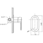Sinclair Bathware Oval Curved Shower/Bath Wall Mixer