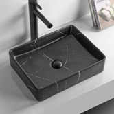 Sinclair Bathware Aristide 470mm Matte Black Carrara Rectangular Above Counter Basin