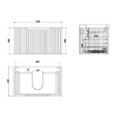 Sinclair Bathware Dustin 750mm Wall Hung Single Vanity