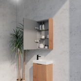 Sinclair Bathware Hyacinth 450mm Fluted Mirrored Shaving Cabinet with Glass Shelves