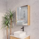 Sinclair Bathware Dustin 600mm Fluted Mirrored Shaving Cabinet with Glass Shelves