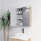 Sinclair Bathware Dustin 600mm Fluted Mirrored Shaving Cabinet with Glass Shelves