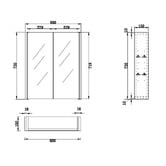 Sinclair Bathware Dustin 600mm Fluted Mirrored Shaving Cabinet with Glass Shelves