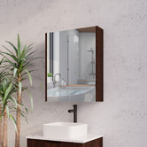 Sinclair Bathware Dustin 600mm Fluted Mirrored Shaving Cabinet with Glass Shelves