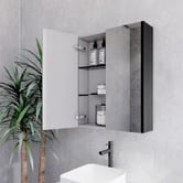 Sinclair Bathware Dustin 600mm Fluted Mirrored Shaving Cabinet with Glass Shelves