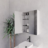 Sinclair Bathware Dustin 600mm Fluted Mirrored Shaving Cabinet with Glass Shelves