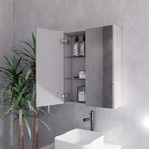 Sinclair Bathware Dustin 600mm Fluted Mirrored Shaving Cabinet with Glass Shelves