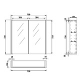 Sinclair Bathware Dustin 750mm Fluted Mirrored Shaving Cabinet with Glass Shelves