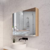 Sinclair Bathware Dustin 900mm Fluted Mirrored Shaving Cabinet with Glass Shelves