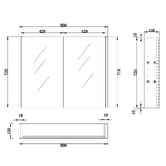 Sinclair Bathware Dustin 900mm Fluted Mirrored Shaving Cabinet with Glass Shelves