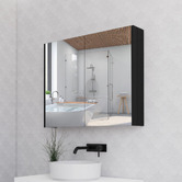 Sinclair Bathware Dustin 900mm Fluted Mirrored Shaving Cabinet with Glass Shelves