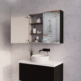 Sinclair Bathware Dustin 900mm Fluted Mirrored Shaving Cabinet with Glass Shelves