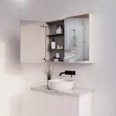 Sinclair Bathware Dustin 900mm Fluted Mirrored Shaving Cabinet with Glass Shelves