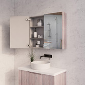 Sinclair Bathware Dustin 900mm Fluted Mirrored Shaving Cabinet with Glass Shelves